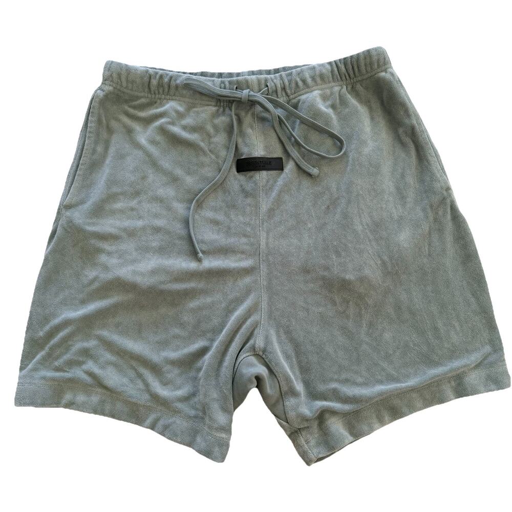Essentials Fear of God Double Layer Terry Shorts M Logo Sycamore Green Logo